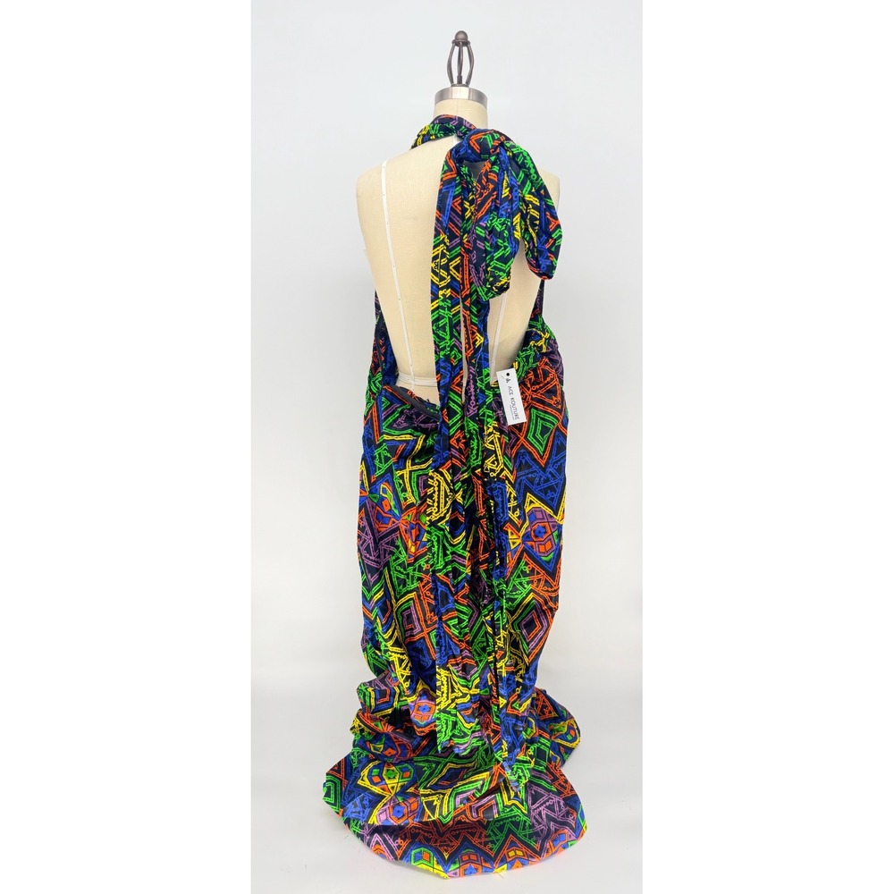 Ace Kouture Women African Geometric Tribal Print Halter Maxi Dress NWT Size L - Picture 10 of 10